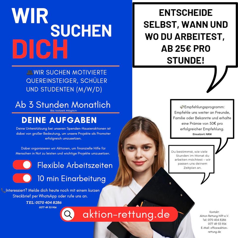 Flexible 3-Tage-Vollzeit-Woche- Verdienst bis zu 300€ pro Tag! in Hilden