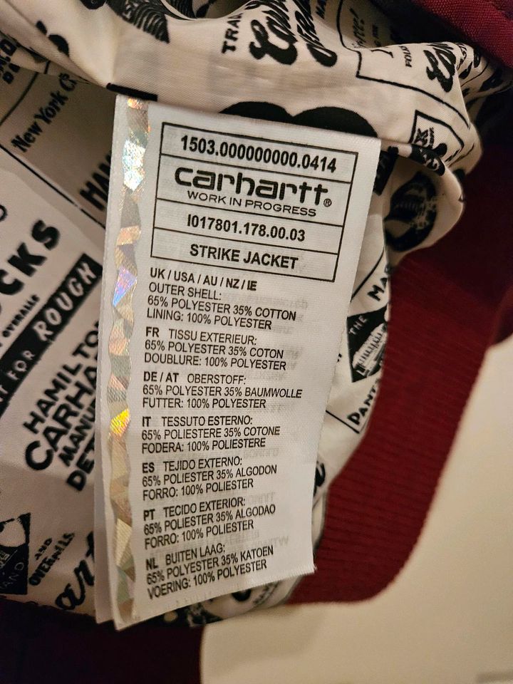 Carhartt Jacke Strike Jacket in rot burgund weinrot, Größe M in Stuttgart