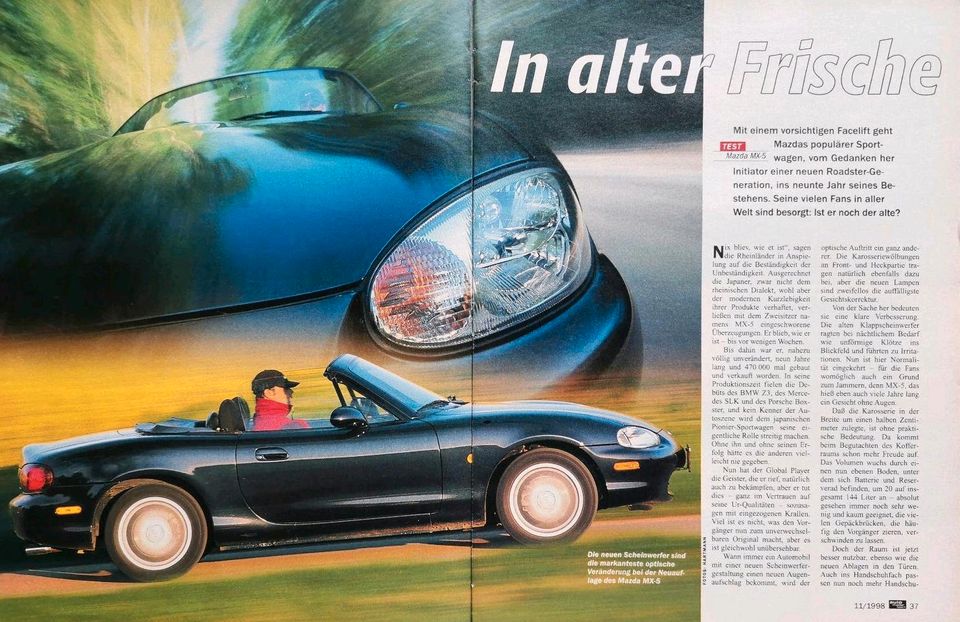 Mazda MX-5 NB Reklame Werbung Berichte 1,6 1,8 Tuning in Hanau