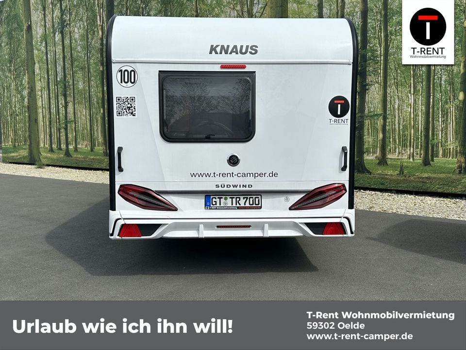 Wohnwagen Knaus Südwind 1.500 kg mieten Aktion 25.5.-15.6.24 ✅ in Oelde