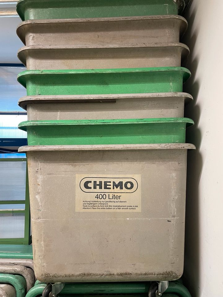 Chemo Wanne / Rechteckbehälter 400l grau,grün mit Rollen in Aichwald