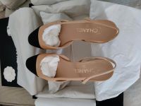 Chanel Flat Slingbacks in Beige Goatskin & Black Grosgrain 37C Hessen - Büdingen Vorschau