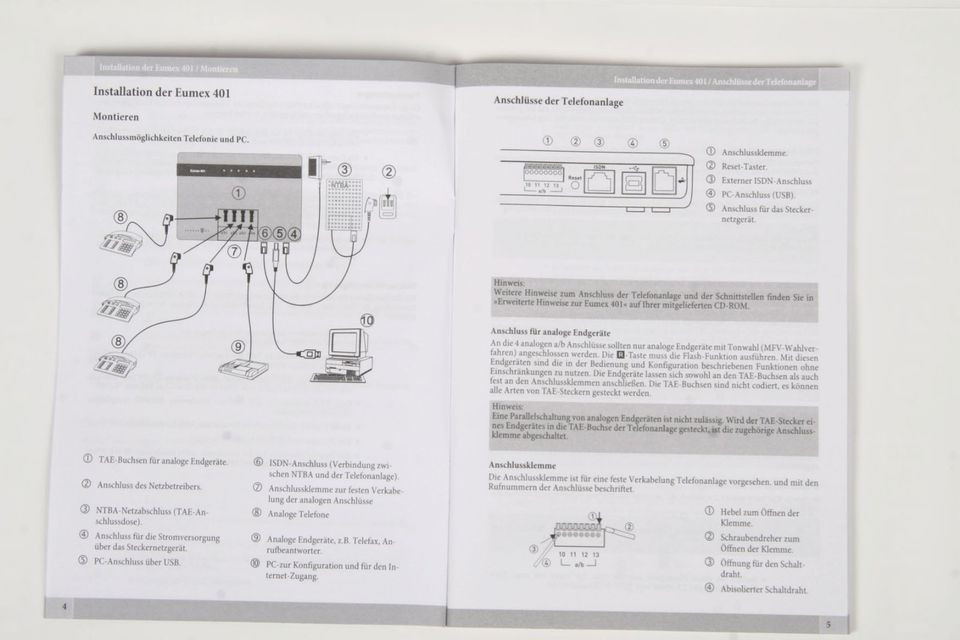 Orig. Bedienungsanleitung Eumex 401 ISDN Telefonanlage Funkwerk in Berching