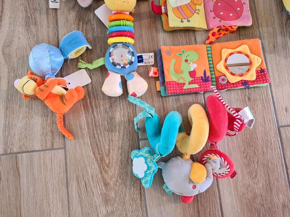 Konvolut Babyspielzeug Rassel Buch Greifling Stoff/Kunststoff in Barkelsby