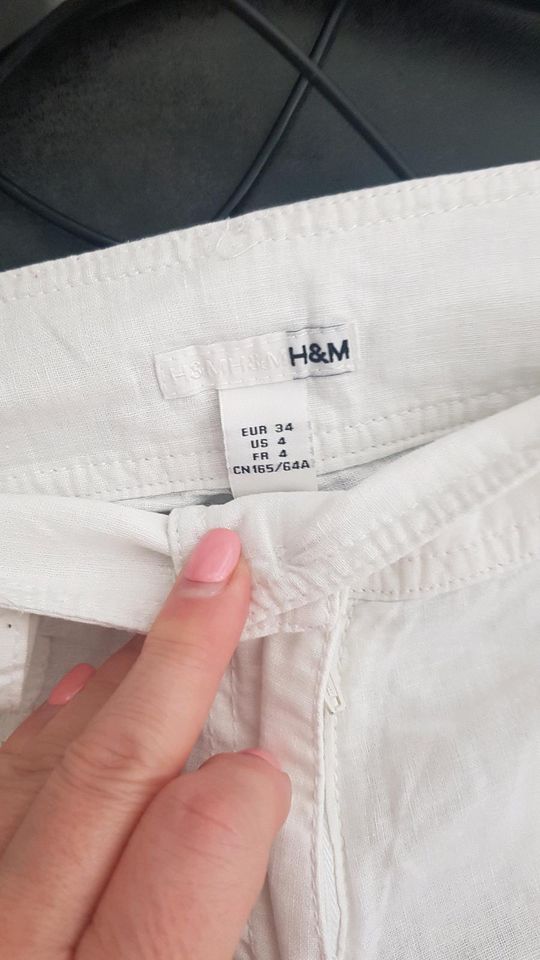 Leinen-Capri-Hose H&M weiß Gr.34 in Herne