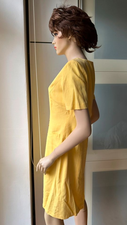 Klassisches Sommerkleid v. Jean Perré, Leinen gelb, Damen Gr. 38 in Berlin