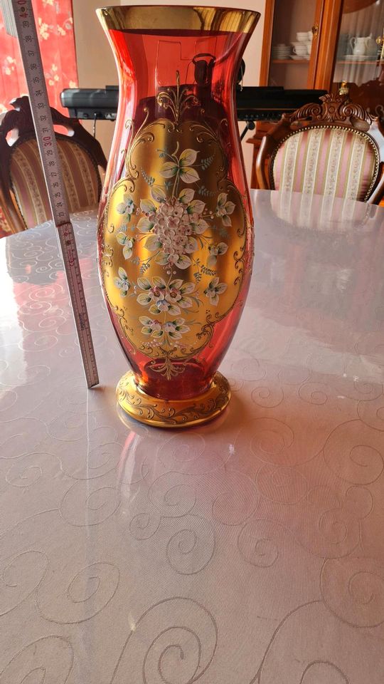 Große Vase Bodenvase Kristalglas bohemia  vergoldet in Verden