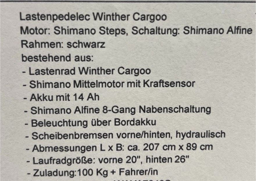 Lastenfahrrad Winther Cargoo in München