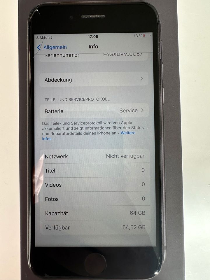 iPhone 8 Space Gray 64 GB oben rechts riss in Ostfildern