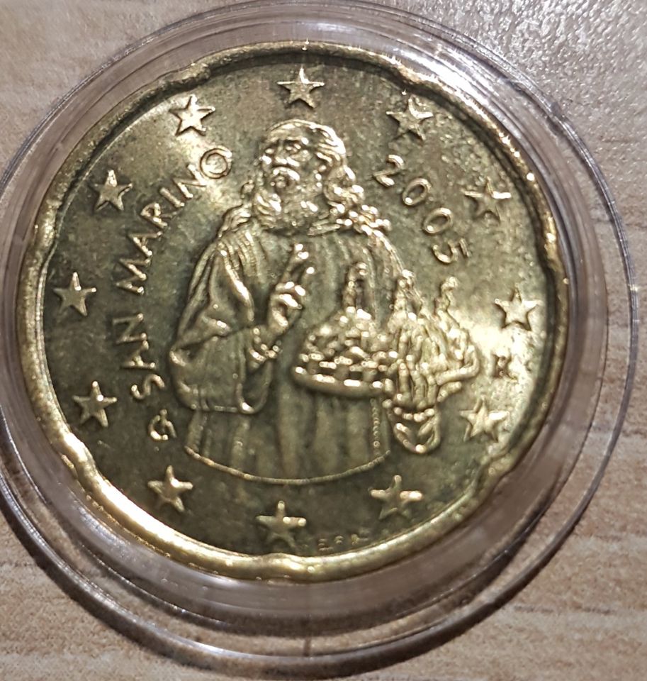 Kursmünze 20 Cent, San Marino 2005, unc. und gekapselt in Zetel