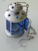 Windlicht - Zink (rostfrei) Glas blau - H 14 cm Kette 59cm! Neuw. Nordrhein-Westfalen - Geldern Vorschau