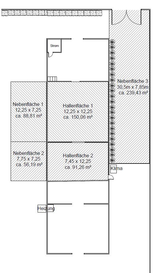 Werkstatt/Lager 241 m² Halle + 376,58 m² Aussenflächen = eine Gesamtnutzfläche von ca. 625,49 m² in Falkensee in Falkensee