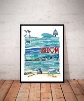 USEDOM Insel Bild mit Rahmen, Ostsee Kunst, maritime Deko Mecklenburg-Vorpommern - Seebad Ahlbeck Vorschau