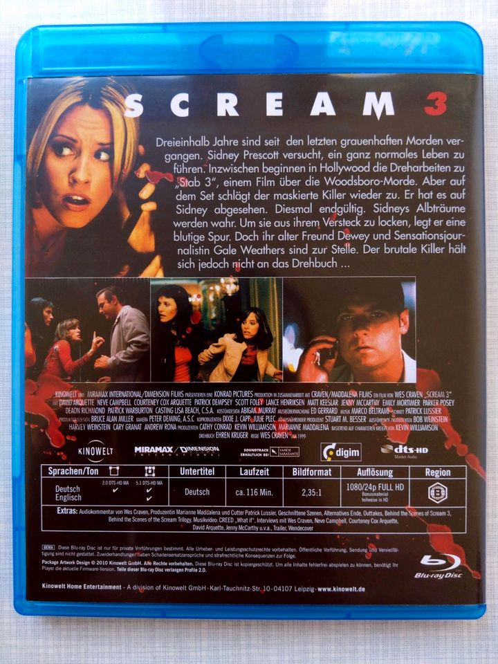 Blu-ray "Scream 3" FSK 16 in Hamburg