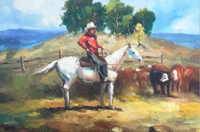 Gemälde Ölgemälde Cowboy auf Pferd mit Rindern Nordrhein-Westfalen - Gronau (Westfalen) Vorschau