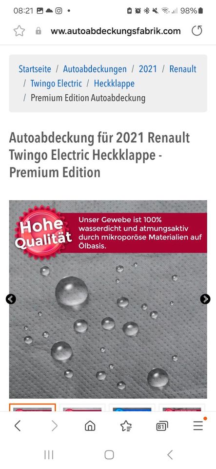 Hochwertige Abdeckung Abdeckhaube für Renault Twingo in Rheinfelden (Baden)