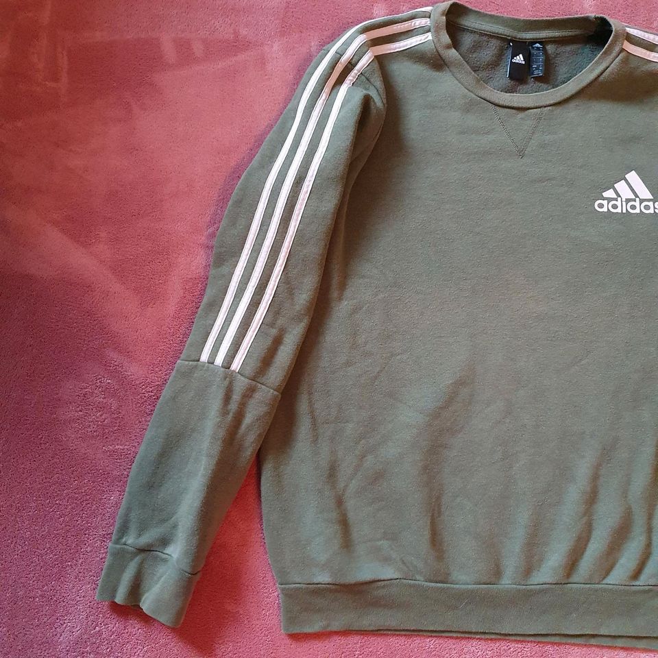 Adidas Sweater Sweat Pulli Pullover - grün khaki - Gr. L 40 in Ennepetal