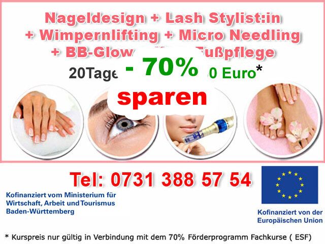 Nageldesign, Wimpern 3D, Fußpflege Needling BB-Glow Ausbildung in Ravensburg