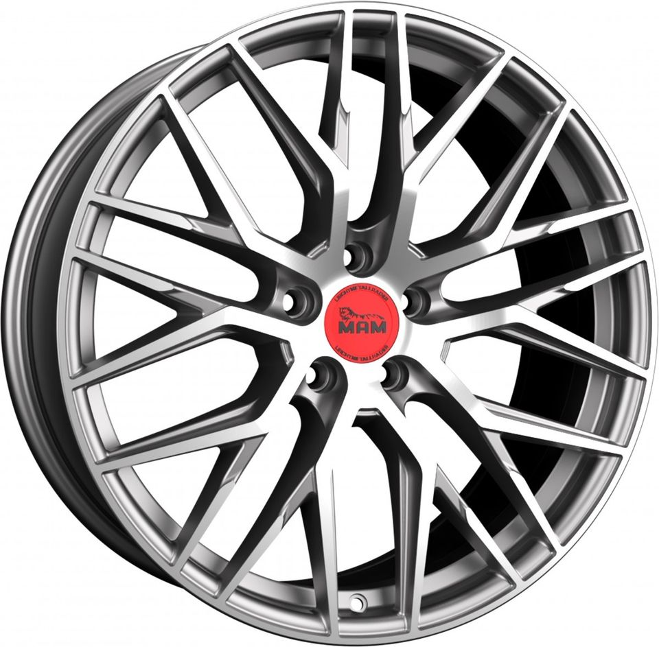 MAM RS4 18 Zoll Sommerräder für Audi A6 S6 A7 S7 A8 4E Q3 SQ3 4G 4G1 C7 8U 8U1 A4 B8 B9 C6 4F Allroud Felgen Reifen Räder schwarz Performance Sommerreifen ABE sline s line 5x112 TDI Kompletträder in Neckarsulm