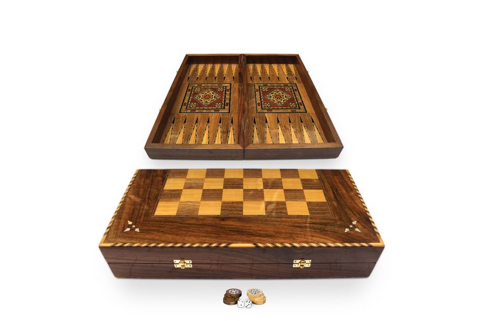 50 cm Holz Backgammon/Schachspiel Brett inkl.HolzSteine&Figuren in Hamburg