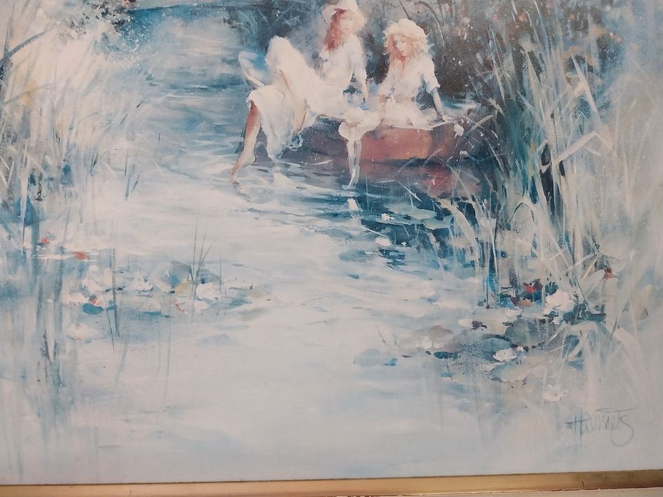 Kunstdruck "Mädchen am Wasser" Willem Haenraets, gerahmt, 72x72 c in Gummersbach