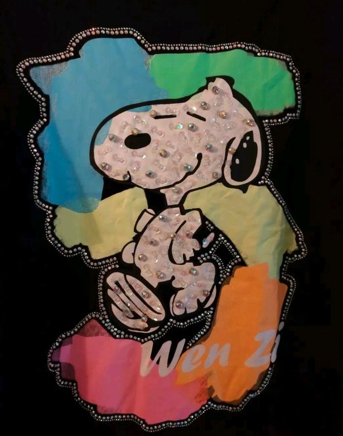 Snoopy Shirt mit Kapuze schwarz Gitzer Gr. L/XL in Uffing