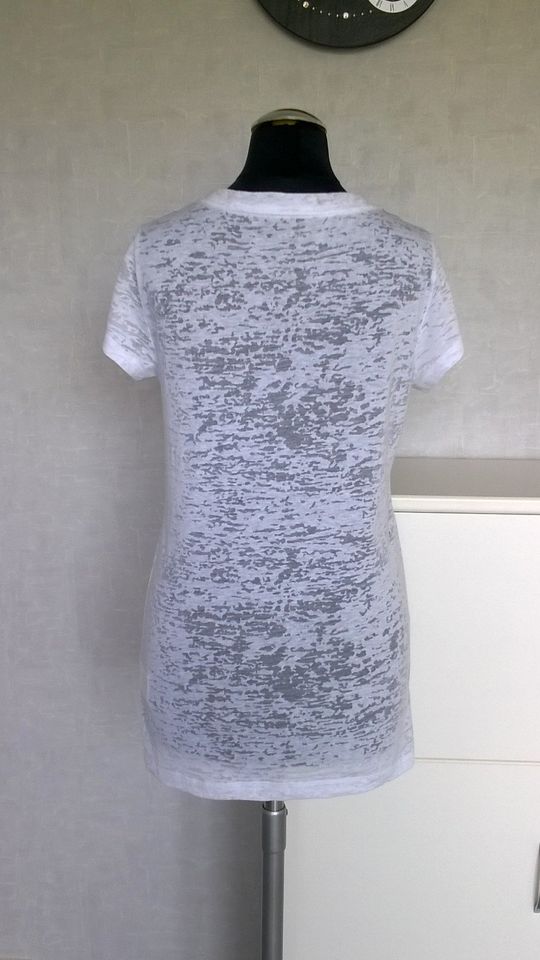 T-Shirt Oberteil Top weiß Ausbrenner Print DKNY Gr XS leicht dünn in Berlin