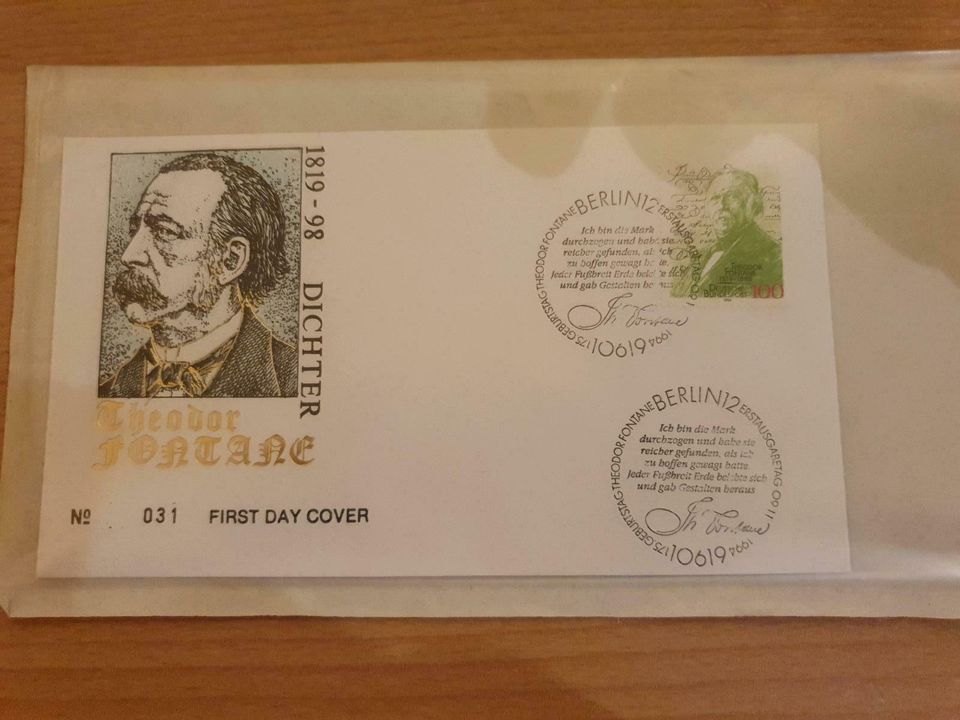 Theodor Fontane Briefmarke Ersttagsbrief 1994 Stempel Berlin in Mendig