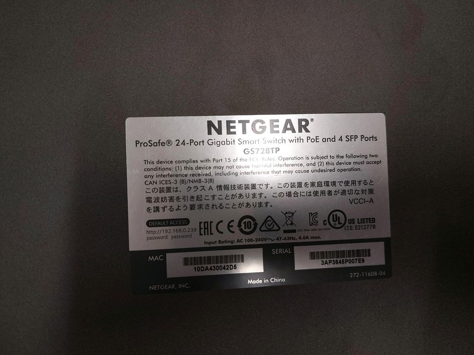 NETGEAR ProSafe GS728TP Switch in Aindling