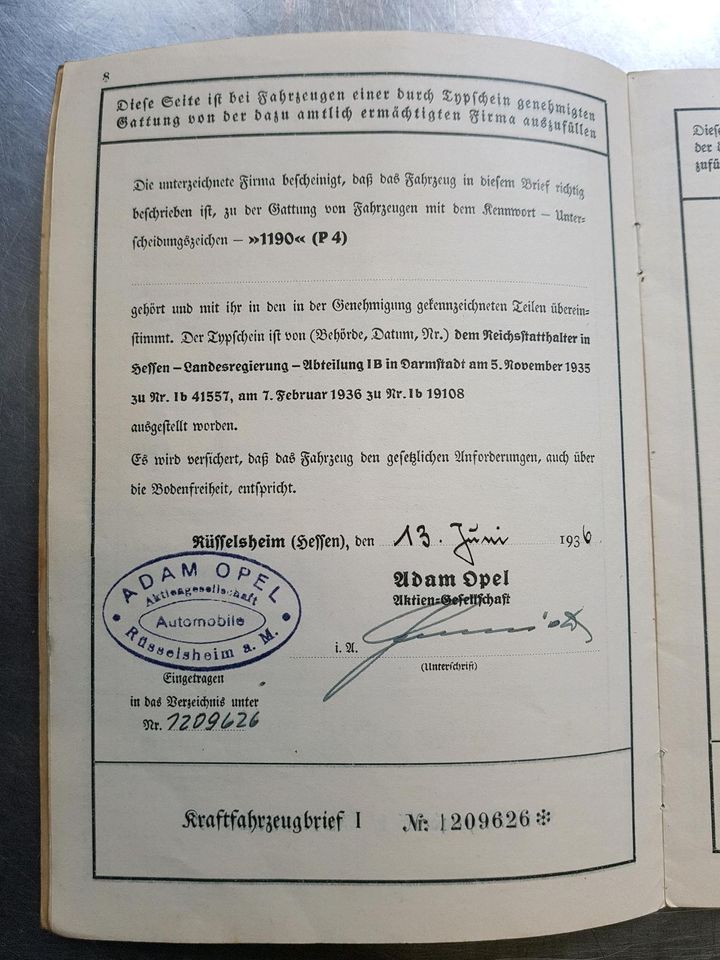 Alter KFZ Brief – Adam Opel AG in Radebeul