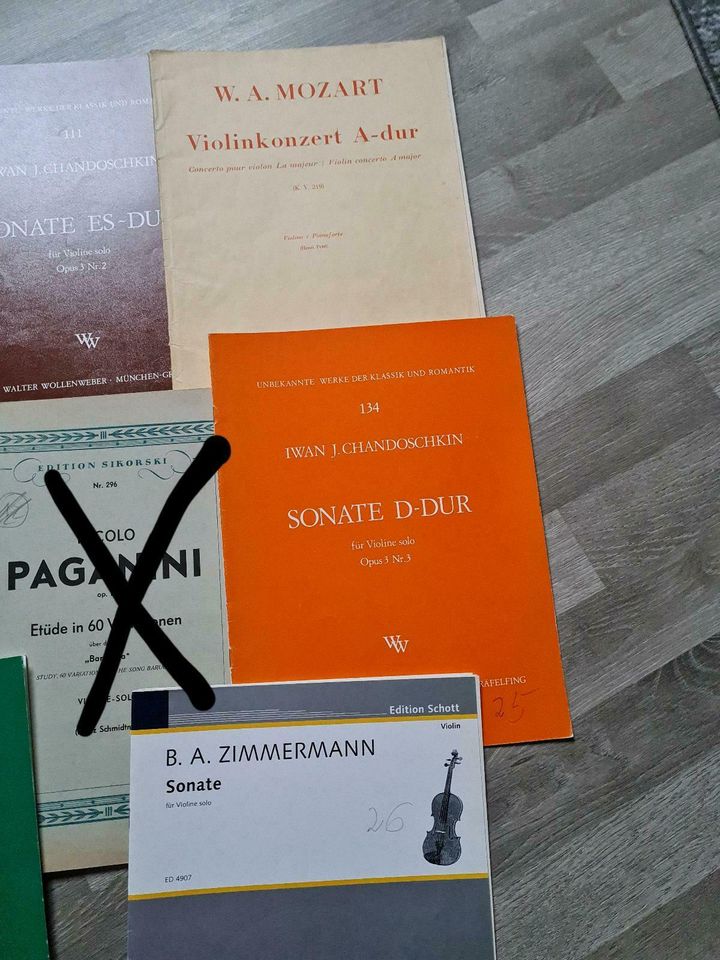 6x Noten für Violine,versch. Künstler wie P. Vignetti,Antiquität in Herzogenrath