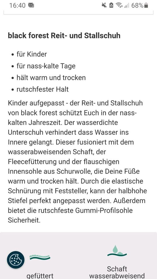 Stallstiefel / Reitstiefel Black Forest 32 in Tangstedt 