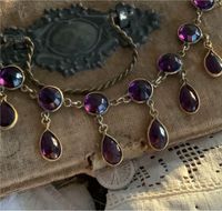 Vintage Jugendstil zartes Amethyst Glastropfen Collier vergoldet Schleswig-Holstein - Kiebitzreihe Vorschau