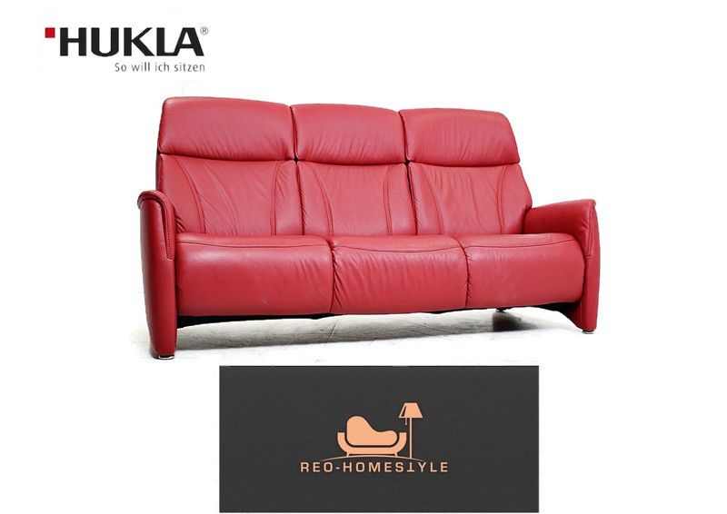 Hukla Design Sofa 3/1 Sessel Leder Garnitur Set Rot Wohnen Couch in Lage