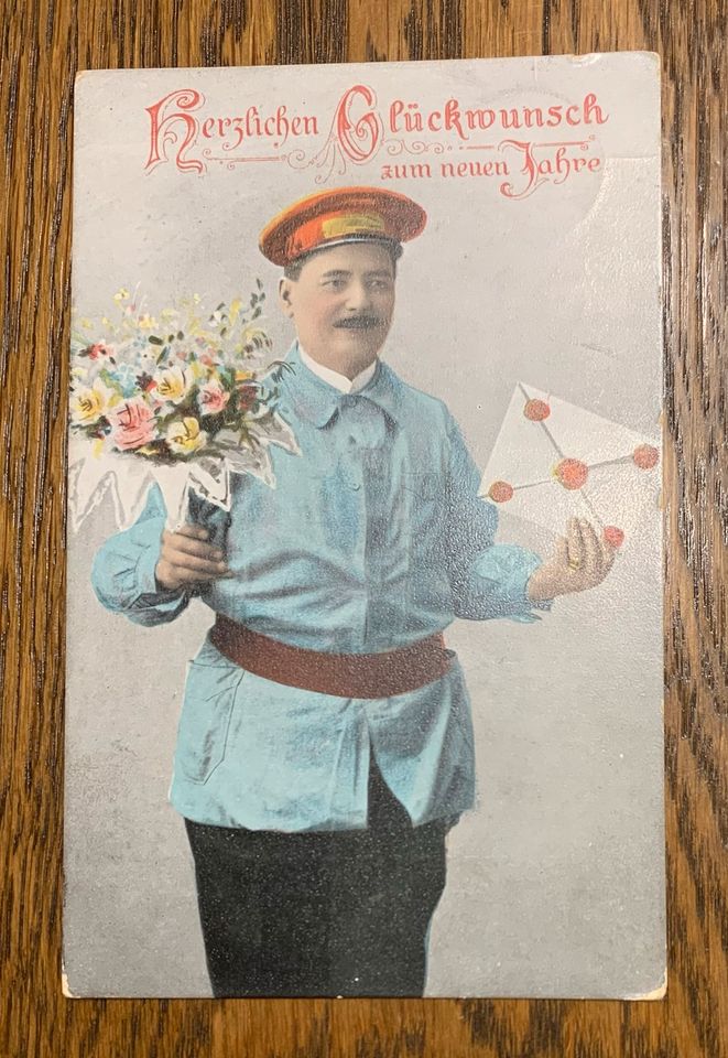 Postkarte aus 1914 Herzlichen Glückwunsch zum neuen Jahr in Griesheim