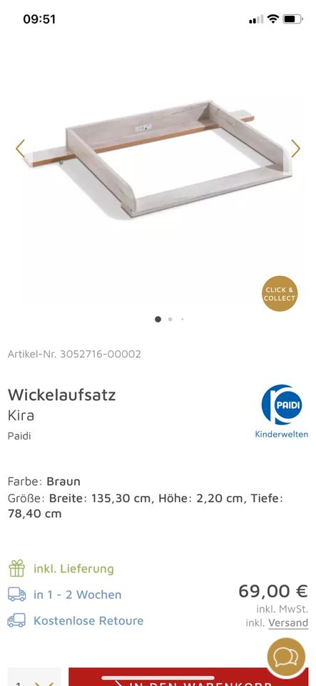 Wickelaufsatz für Kommode Paidi Kira in Tamm