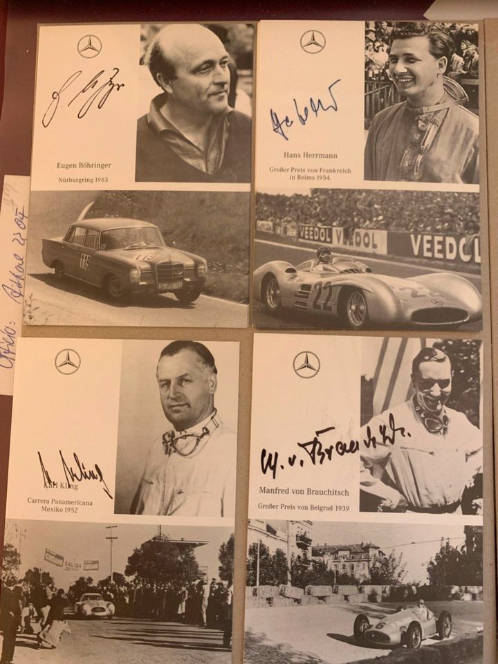 Motorsport Mercedes Legenden: 3 handsignierte Autogrammkarten in München