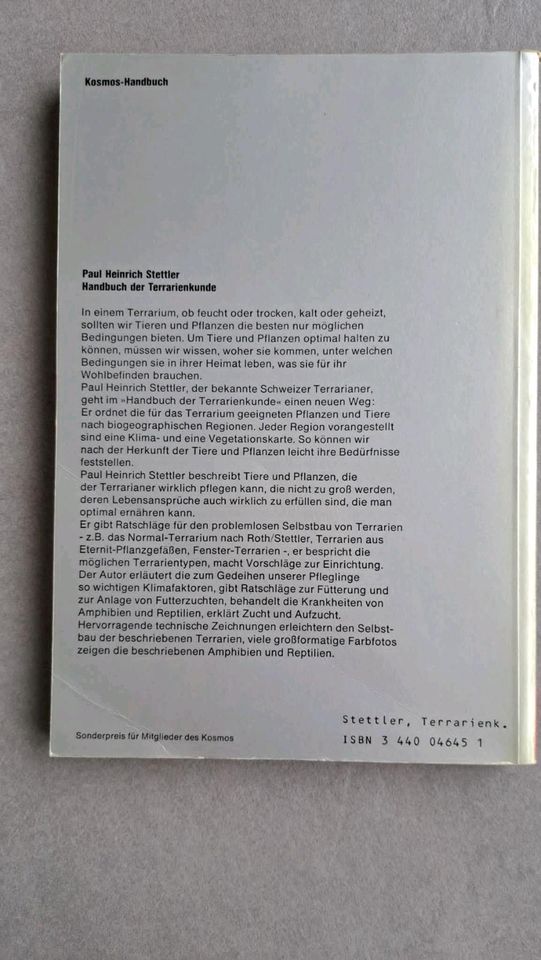 Handbuch der Terrarienkunde Paul Heinrich Stettler Kosmos in Raesfeld