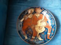 Keramik Wandteller 2 Musiker emailliert blau  / Orange  / Braun Niedersachsen - Oldenburg Vorschau