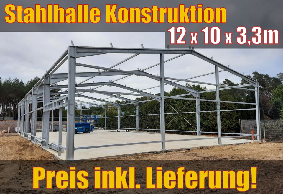 12x10x3,3m Stahlhalle Konstruktion - Industriehalle Lagerhalle PV in Bielefeld