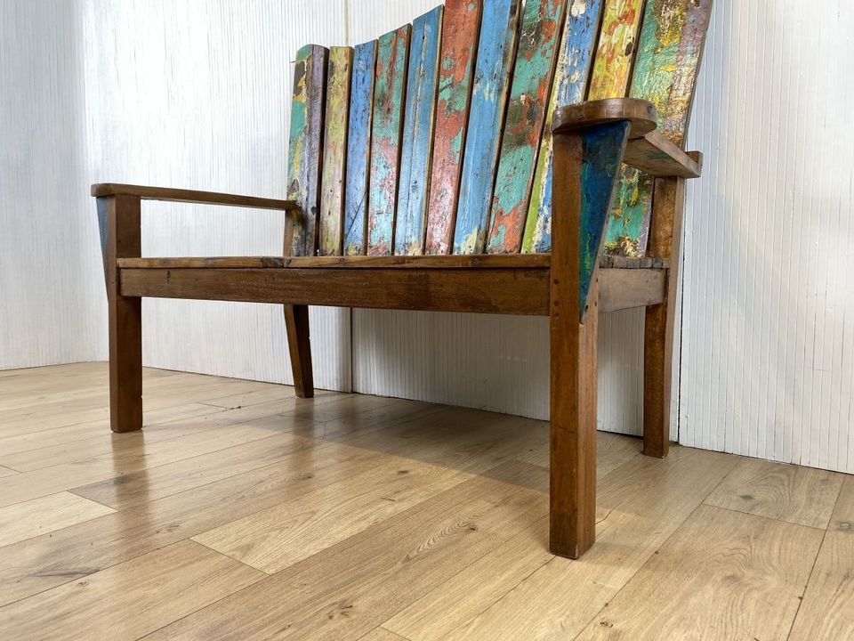 Boatwood by WMK # Schönes, einzigartiges Sofa aus altem Bootsholz, ein handgefertigtes Unikat aus massivem Teakholz # Couch Bank Holzbank Sitzbank Bench Küchenbank Gartenmöbel Bootsmöbel Balkonmöbel in Berlin