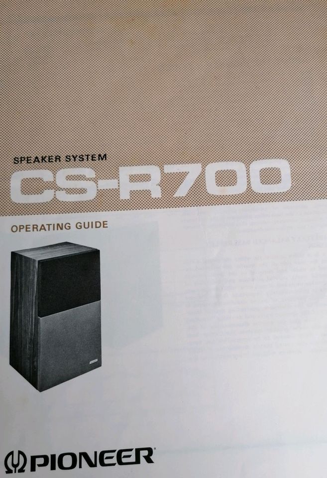 Pioneer CS-R700 Lautsprecher Bedienungsanleitung in Wäschenbeuren