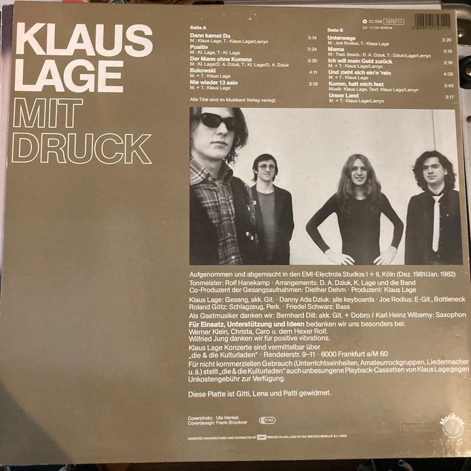Klaus Lage Band Positiv 12“ LP Vinyl Schallplatte Album in Westerstede