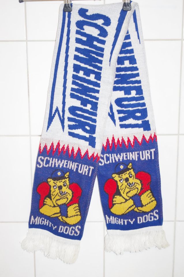 Mighty Dogs Schweinfurt Eishockey Schal Blau Weiß mit Fransen in Schweinfurt