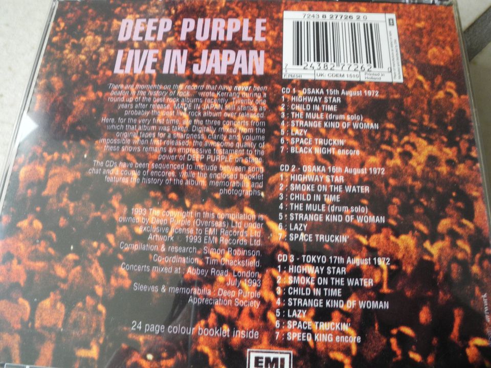 DEEP PURPLE - Live in Japan - Osaka + Tokyo 1972 - 3 CDs EMI book in Hattersheim am Main