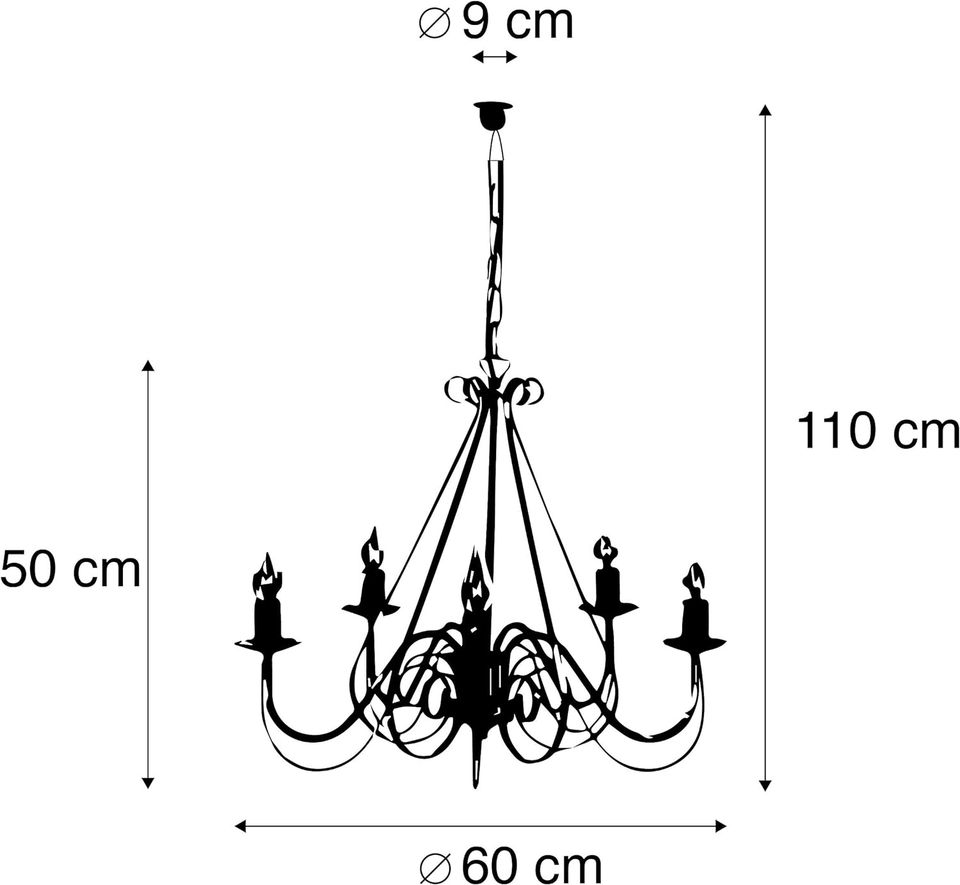 Vintage Kronleuchter Landhaus 5-flammig Stahl in Chemnitz
