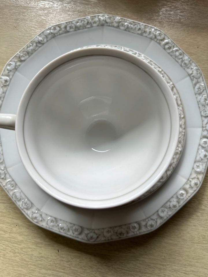 Rosenthal Maria grauer Rand,Tasse, Untertasse Kuchenteller in Jüchen