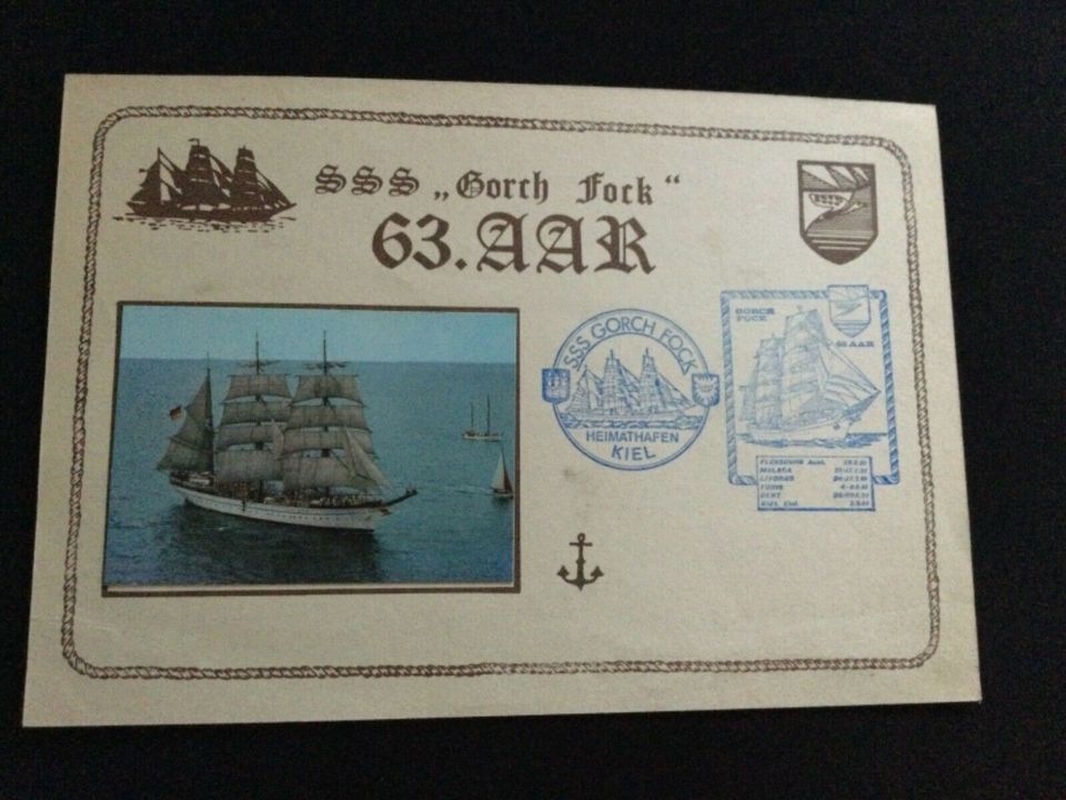 Gorch Fock Segelschiff 63. Reise 1981 DIN A 5 Karte Bundes Marine in Kiel