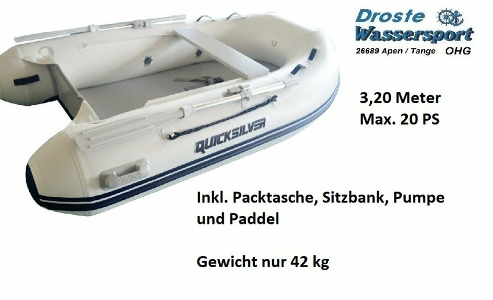 Mercury Schlauchboot Quicksilver 320 Airdeck NEU in Apen