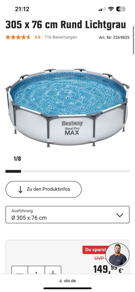 Bestway Pool und große sandfilter Pumpe in Zell am Main